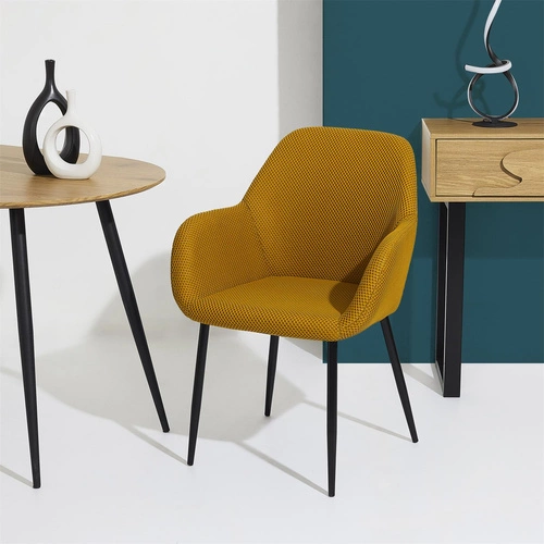 Krzesło tapicerowane Lavia Intesi żółte z podłokietnikami do jadalni i salonu nowoczesne