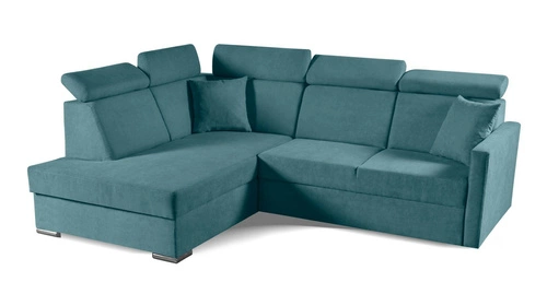 Narożnik z funkcją spania Mils XL lewostronny skandynawski do salonu morski Intesi