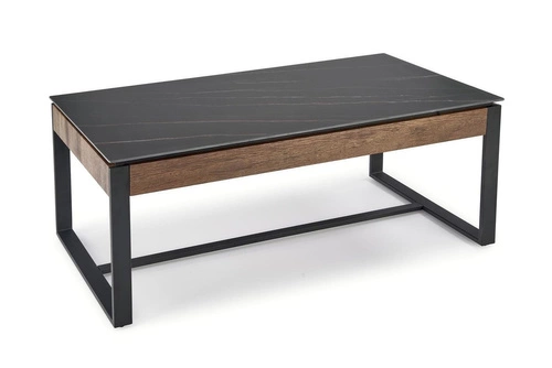 Stolik kawowy Amar prostokątny czarny marmur nowoczesny loftowy do salonu 121x61 cm Intesi