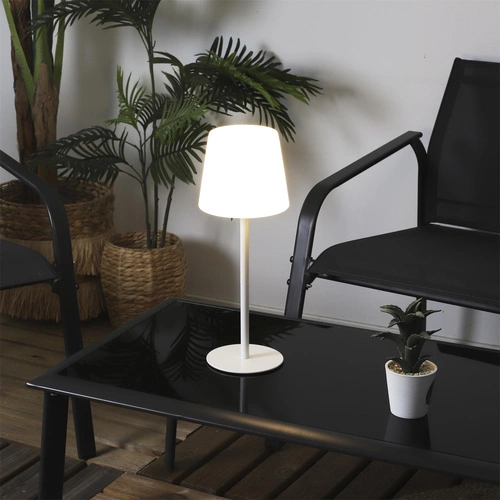 Intesi nowoczesna biała lampa stołowa LED USB bezprzewodowa do salonu i na taras