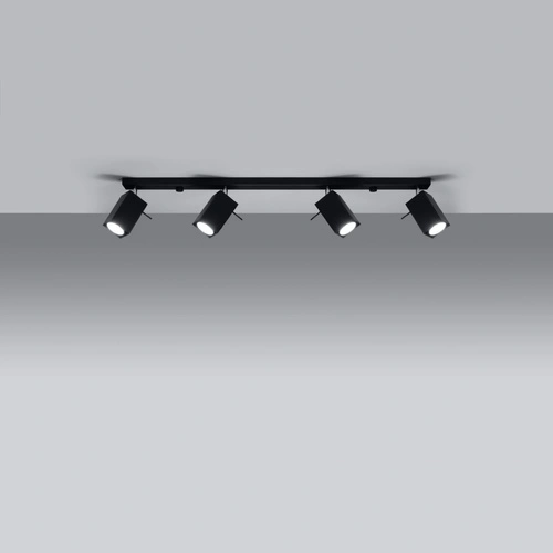 Plafon sufitowy Merida 4L czarny nowoczesny metalowy do salonu, kuchni lub jadalni Sollux