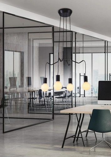 Nowoczesna lampa wisząca Basso czarna metalowa 4-punktowa do salonu i sypialni