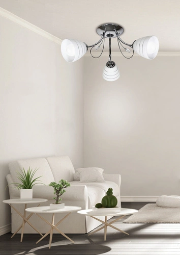 Lampa wisząca Simpli 3*40W E27 chrom z kryształkiem+klosz z paskiem