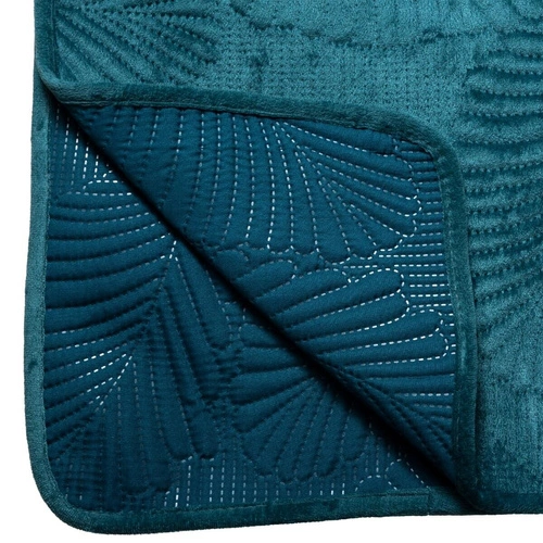 Welurowa narzuta na łóżko Leaf 240x260 turkusowa nowoczesna Atmosphera do sypialni