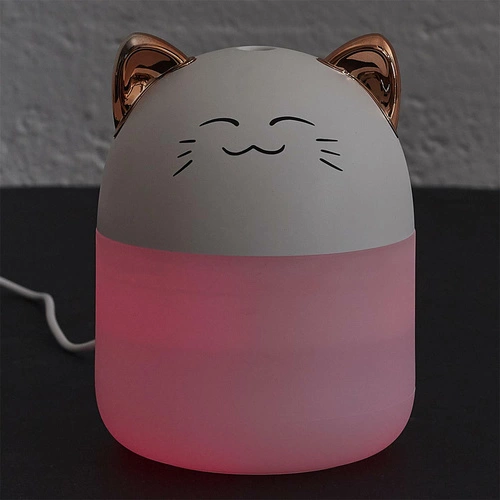 Nawilżacz powietrza Intesi Kot LED biały nowoczesny do pokoju dziecięcego i salonu