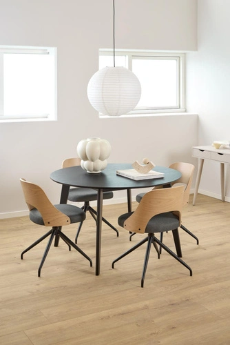 Stół okrągły Roxby 120 cm czarny do jadalni i salonu nowoczesny