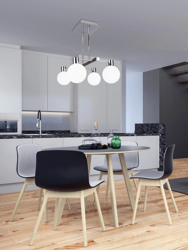 Lampa wisząca Maldus nowoczesna szklana 4-punktowa do salonu i jadalni chromowana