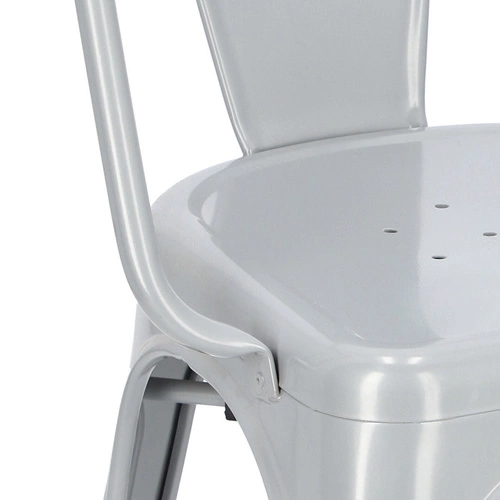 Krzesło metalowe Paris Arms szare do jadalni i kuchni z podłokietnikami inspirowane Tolix