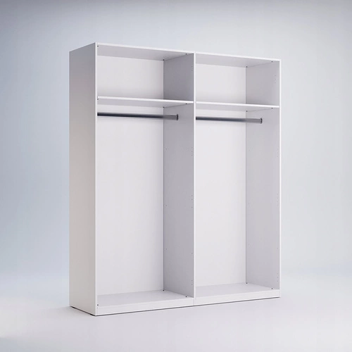 Szafa przesuwna Flory 200 cm biała połysk nowoczesna z półkami do sypialni