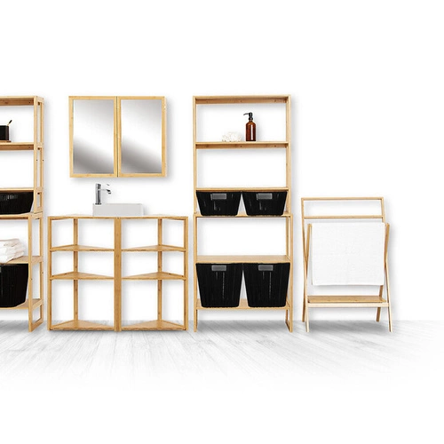 5five simply smart regał bambusowy na książki i dekoracje 3 półki boho do łazienki 69,5 cm