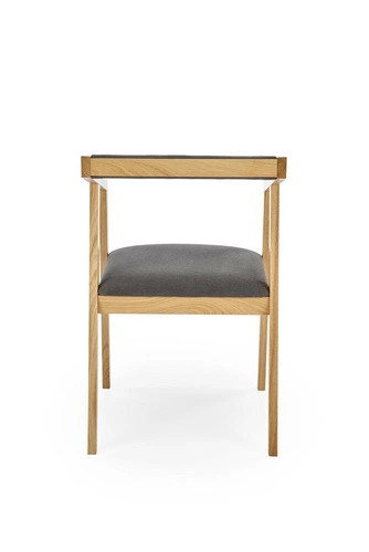 Krzesło tapicerowane Luza dębowe szare skandynawskie do jadalni i salonu Intesi