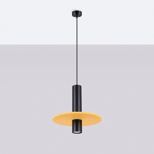 Lampa wisząca PELTA 1 nowoczesna czarna żółta do salonu kuchni nad stół 30 cm