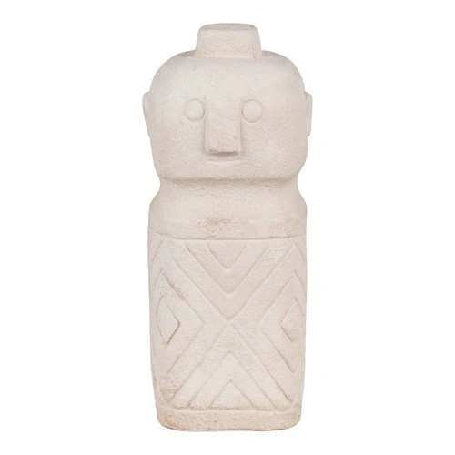 Figurka dekoracyjna cementowa Totem House Nordic beżowa do salonu w stylu boho 15 cm