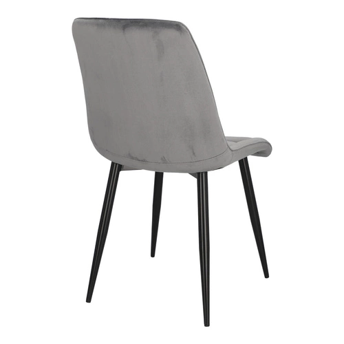 Krzesło do jadalni Plaid Intesi tapicerowane welur szare pikowane glamour czarne nogi