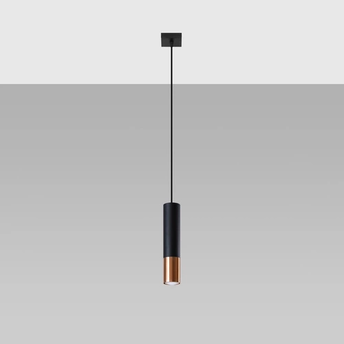 Lampa wisząca Loopez czarna miedź nowoczesna tuba do kuchni salonu nad wyspę