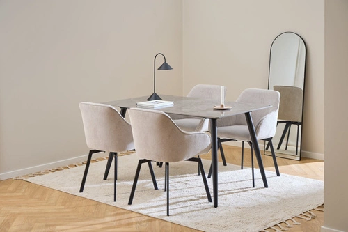 Stół do jadalni Wicklow 140x80 szary ceramiczny blat nowoczesny na czarnych nogach Actona