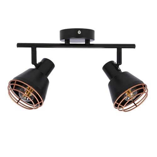 Lampa sufitowa Neria listwa czarny 2x40W  E14 klosz miedziany