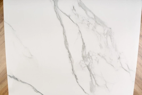 Stół rozkładany do jadalni Venores biały marmur nowoczesny glamour 160–200 cm Intesi