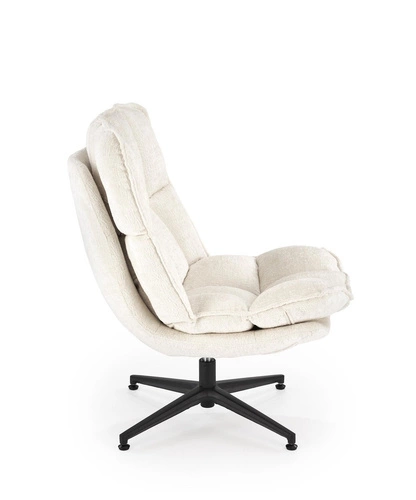 Fotel wypoczynkowy Florens kremowy obrotowy do salonu nowoczesny tkanina Intesi