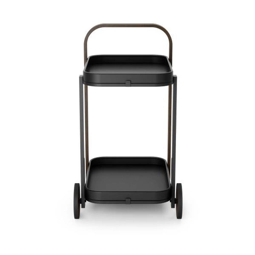 Bellwood drewniany wózek barowy na kółkach dwupoziomowy retro do salonu i ogrodu Umbra