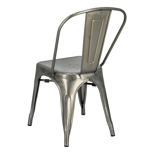 Krzesło metalowe Paris D2.DESIGN inspirowane Tolix do jadalni kuchni loft srebrne industrialne