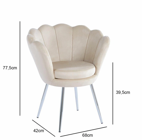 Krzesło tapicerowane welurowe Fiona Intesi do jadalni beżowe z podłokietnikami glamour