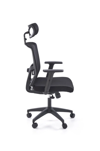 Fotel biurowy ergonomiczny obrotowy Scienne czarny z zagłówkiem i regulacją Intesi