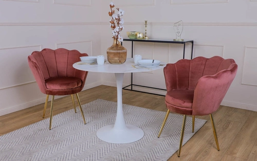 Krzesło tapicerowane welurowe Florencja Intesi beżowe glamour z podłokietnikami do jadalni