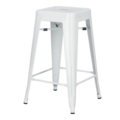 Hoker metalowy Paris 66 cm biały bez oparcia industrialny do wyspy kuchennej D2.DESIGN