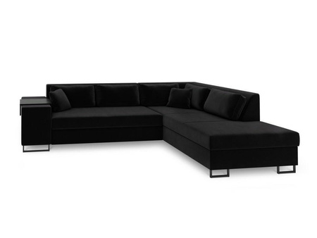 Narożnik z funkcją spania York Black Velvet prawostronny