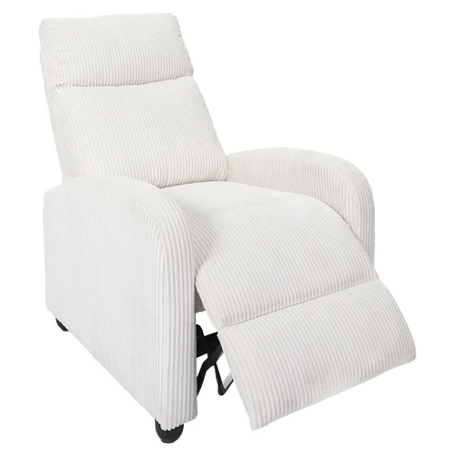 Fotel rozkładany do salonu Intesi Recliner Dream biały sztruks nowoczesny z podnóżkiem