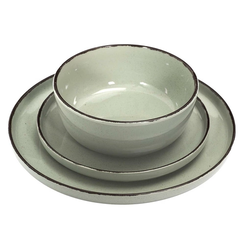 Nowoczesny zestaw obiadowy Temp na 4 osoby zielony ceramiczny do jadalni