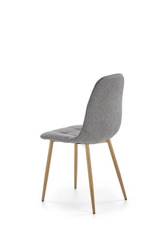 Krzesło tapicerowane Hampshire szare do jadalni nowoczesne skandynawskie dąb miodowy Intesi