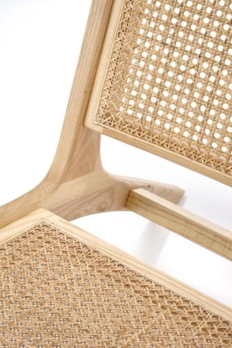 Fotel rattanowy Datura Intesi do salonu nowoczesny boho z drewnem jesionowym naturalny