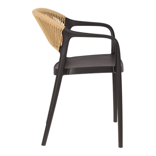 Krzesło do jadalni Osma Intesi czarne z polipropylenu, sztaplowane, łatwe czyszczenie, z podłokietnikami