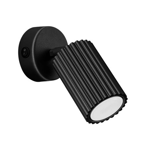 Kinkiet ścienny Karbon czarny z włącznikiem, ruchomy klosz, nowoczesny do sypialni i salonu