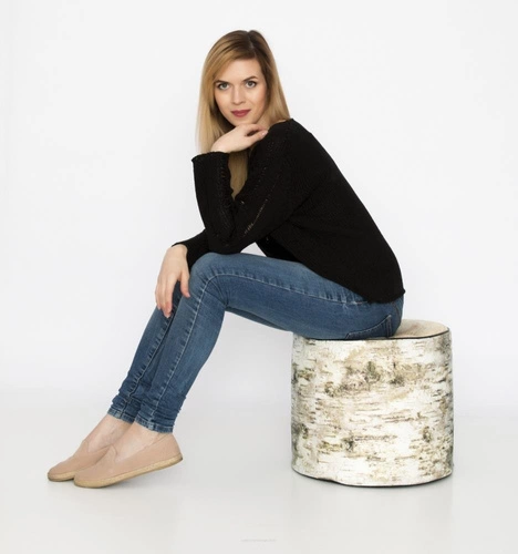 Pufa okrągła Birch Intesi multikolor nowoczesna do salonu i sypialni z filcu 40 cm