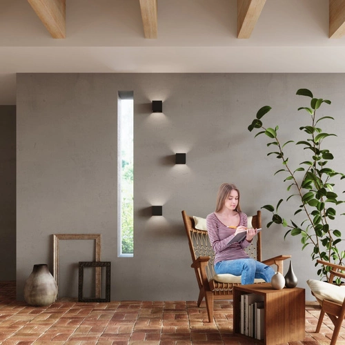 Kinkiet ścienny LED Luca czarny nowoczesny aluminiowy IP54 do salonu i na zewnątrz