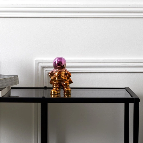 Figurka dekoracyjna Astronauta różowy ceramiczna do salonu nowoczesna 10 cm Intesi