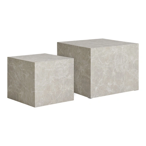 Prague zestaw 2 stolików kawowych kwadratowych szary marmur nowoczesny