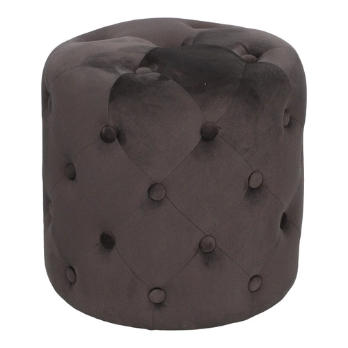 Pufa Adriana welurowa okrągła pikowana szara do salonu glamour 38 cm Atmosphera