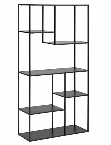 Regał na książki Gota czarny metalowy 180 cm nowoczesny industrialny do salonu Atmosphera