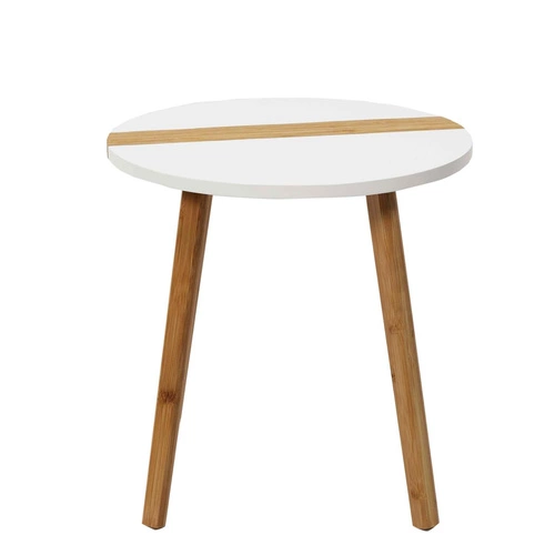 Zestaw 2 okrągłych stolików kawowych Paraiba biały drewniany skandynawski do salonu 2w1