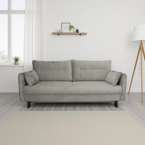 Sofa rozkładana z funkcją spania Totana szarobrązowa do salonu skandynawska z pojemnikiem