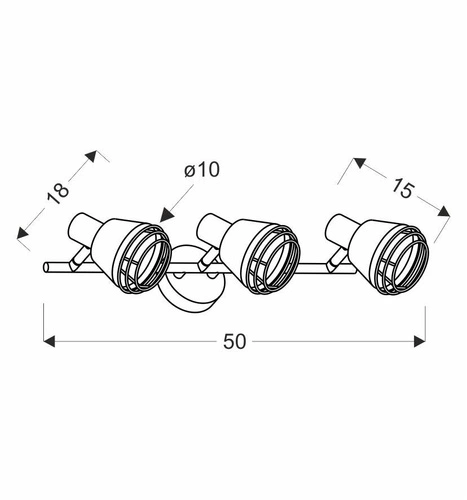 Lampa sufitowa industrialna Neria czarna z miedzianym kloszem 3-punktowa do salonu