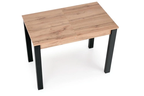 Stół rozkładany Nigot do jadalni i kuchni nowoczesny dąb wotan czarne nogi 100-135x60 cm