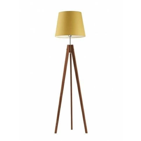 Lampa podłogowa ARUBA abażur musztardowy stelaż mahoniowy