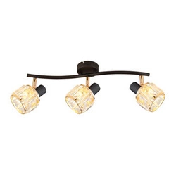 Lampa sufitowa Dubai listwa czarny 3x40W E14 klosz różowy złoty kryszt transp