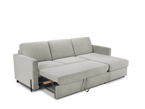 Narożnik z funkcją spania Gabriel Silver Structured Fabric prawostronny