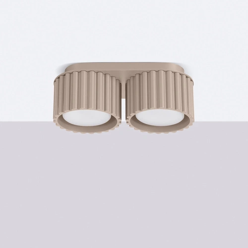 Plafon sufitowy nowoczesny AURA 2 beżowy do salonu i kuchni aluminium GX53